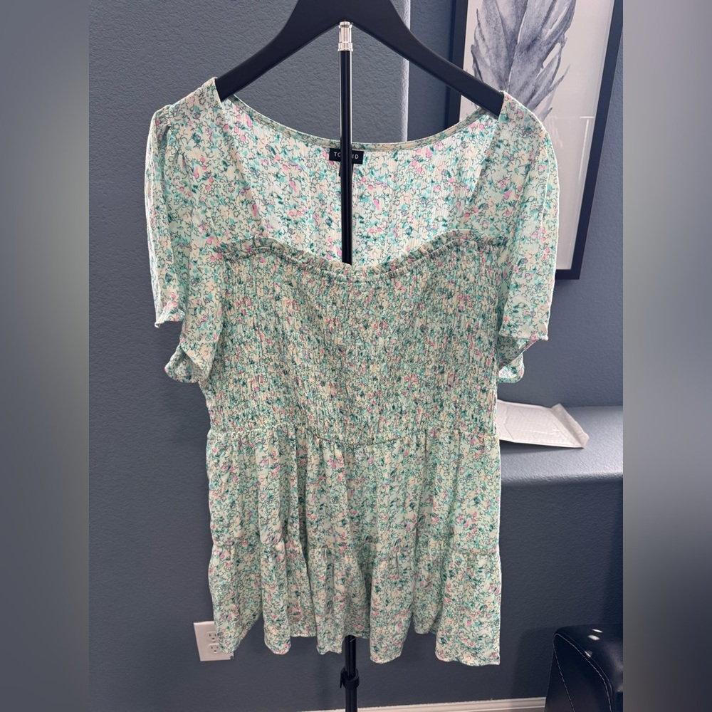 Torrid Mint Floral Blouse